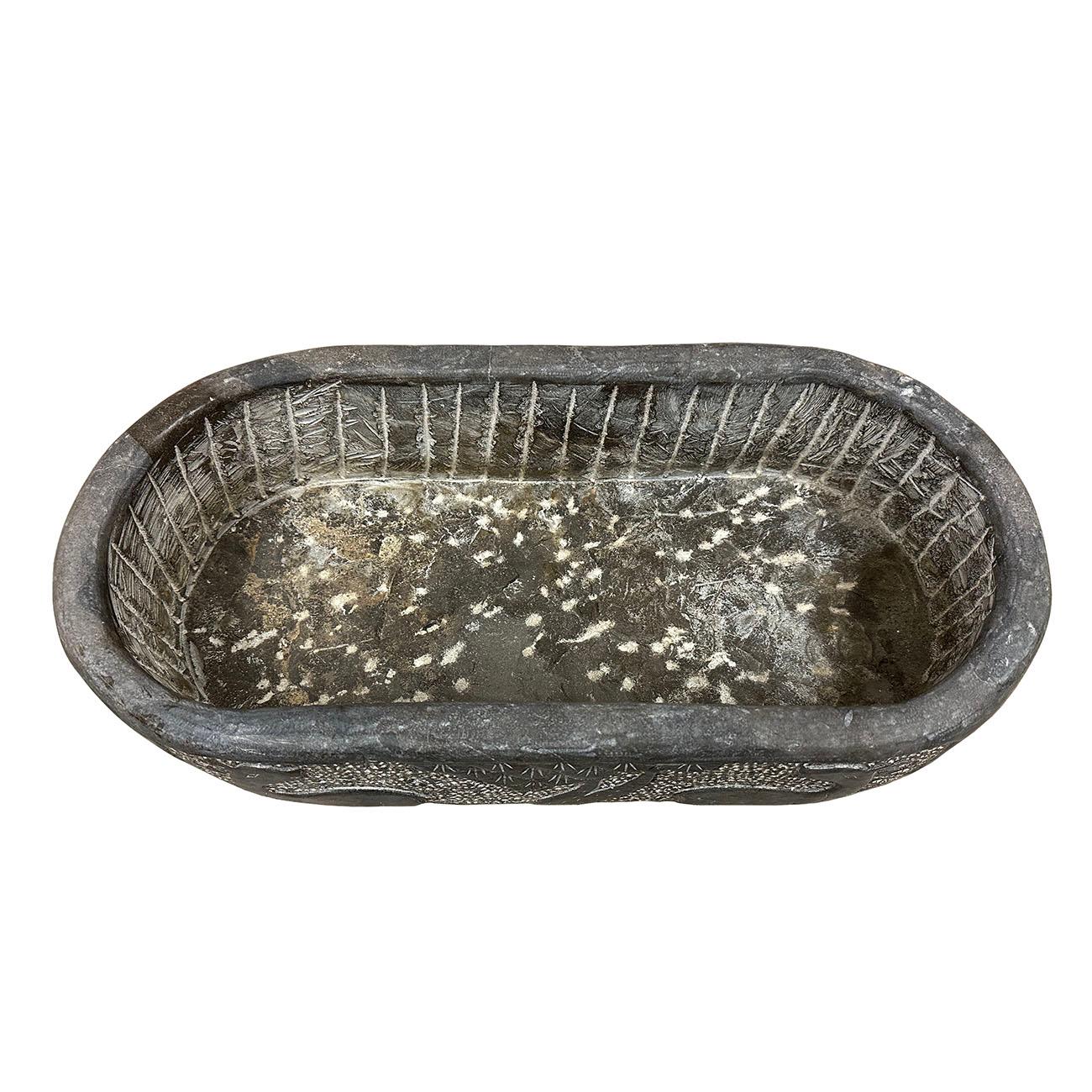 Vintage Chinese Hand Chiseled Stone Trough, Planter For Sale 1