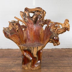 Sculptural Root Camphor Wood Chair with Organic Live Edge Design