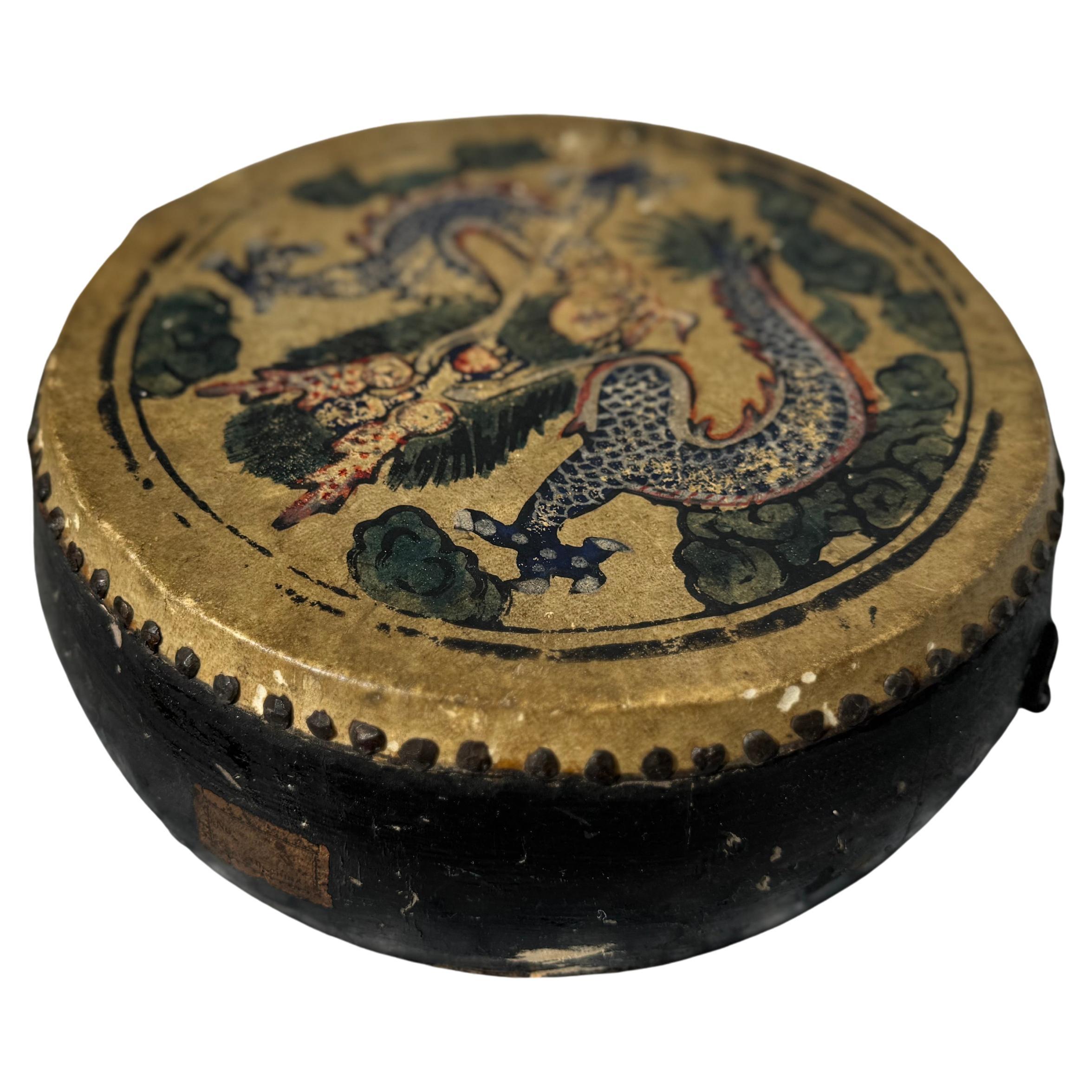Tambour chinois vintage peint à la main