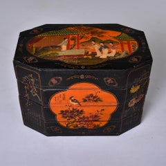 Vintage Chinese Hand Painted Four Section Stacked Box