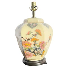 Vintage Chinese Hand Painted Glass Table Lamp