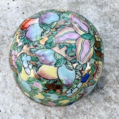 Vintage Chinese Hand Painted Multi Color Porcelain Ginger Jar