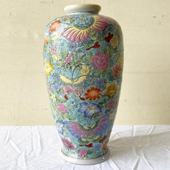 Vintage Chinese Hand Painted Multi Colored Vase