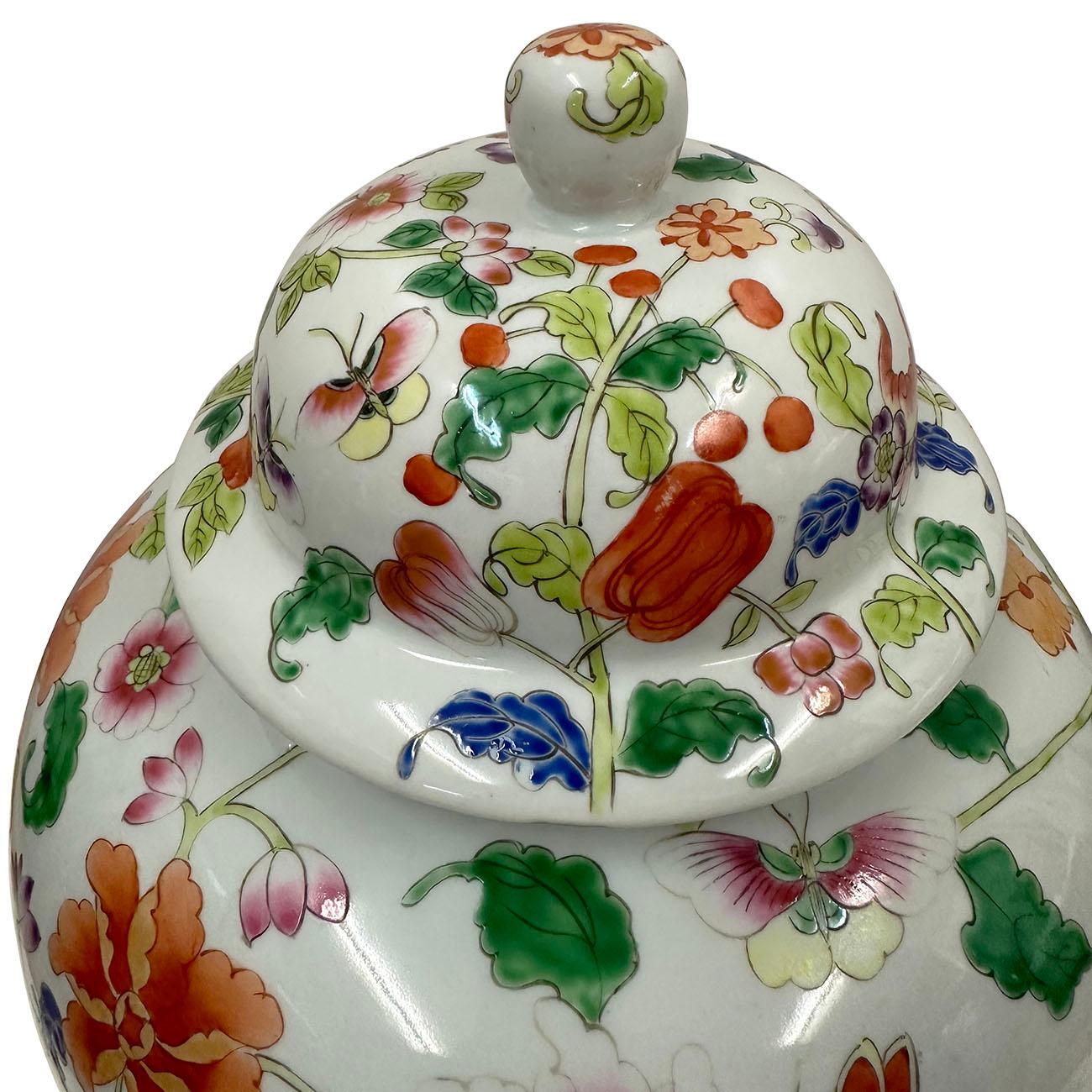 Exportation chinoise Pot à gingembre floral chinois peint à la main en vente
