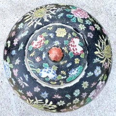 Vintage Chinese Hand Painted Porcelain Ginger Jar