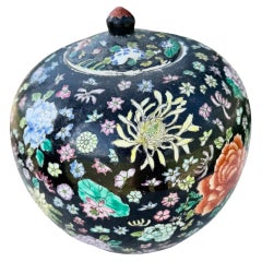 Vintage Chinese Hand Painted Porcelain Ginger Jar