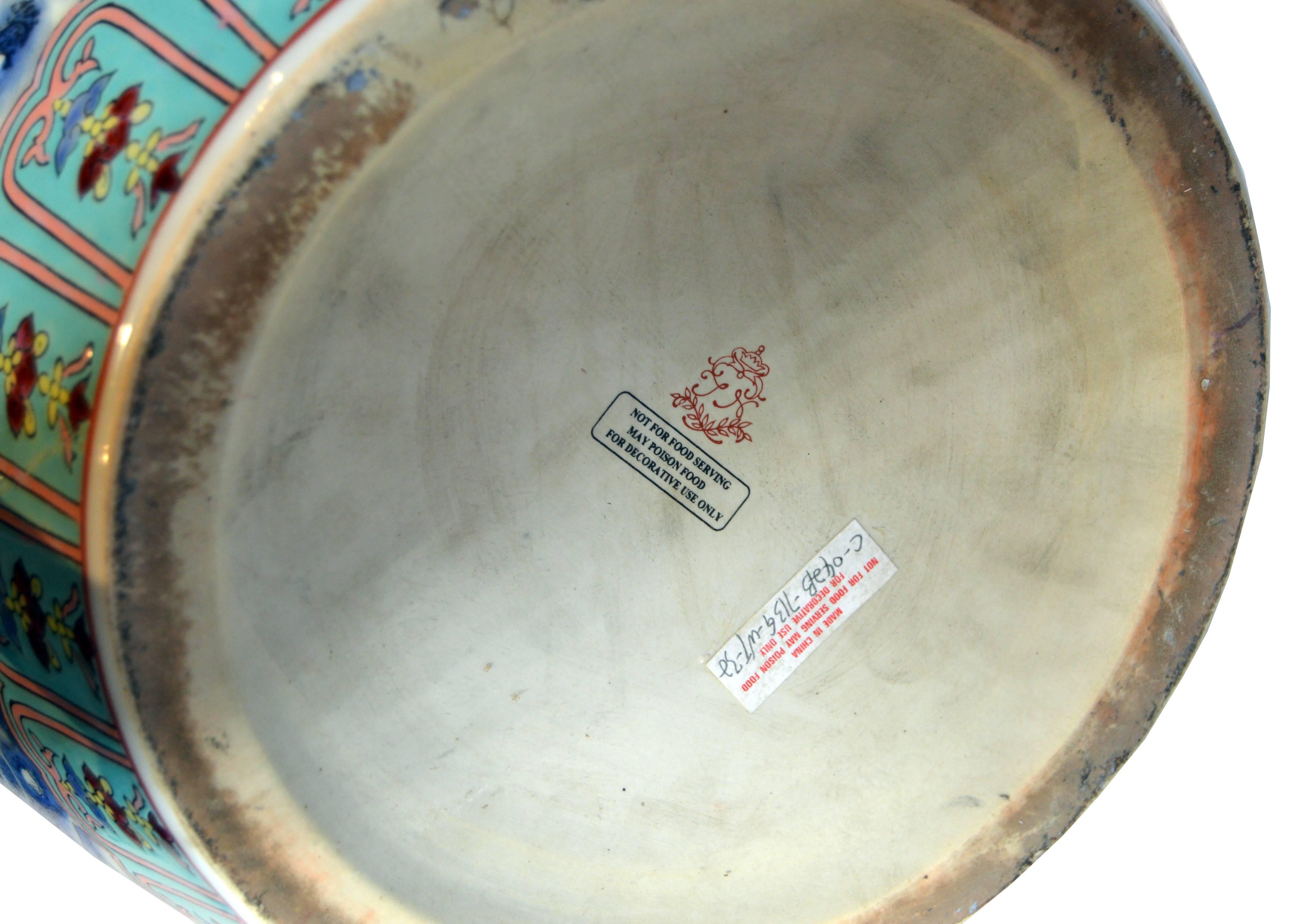 Vintage Chinese Hand Painted Porcelain Palace Jar Circa 1960 With