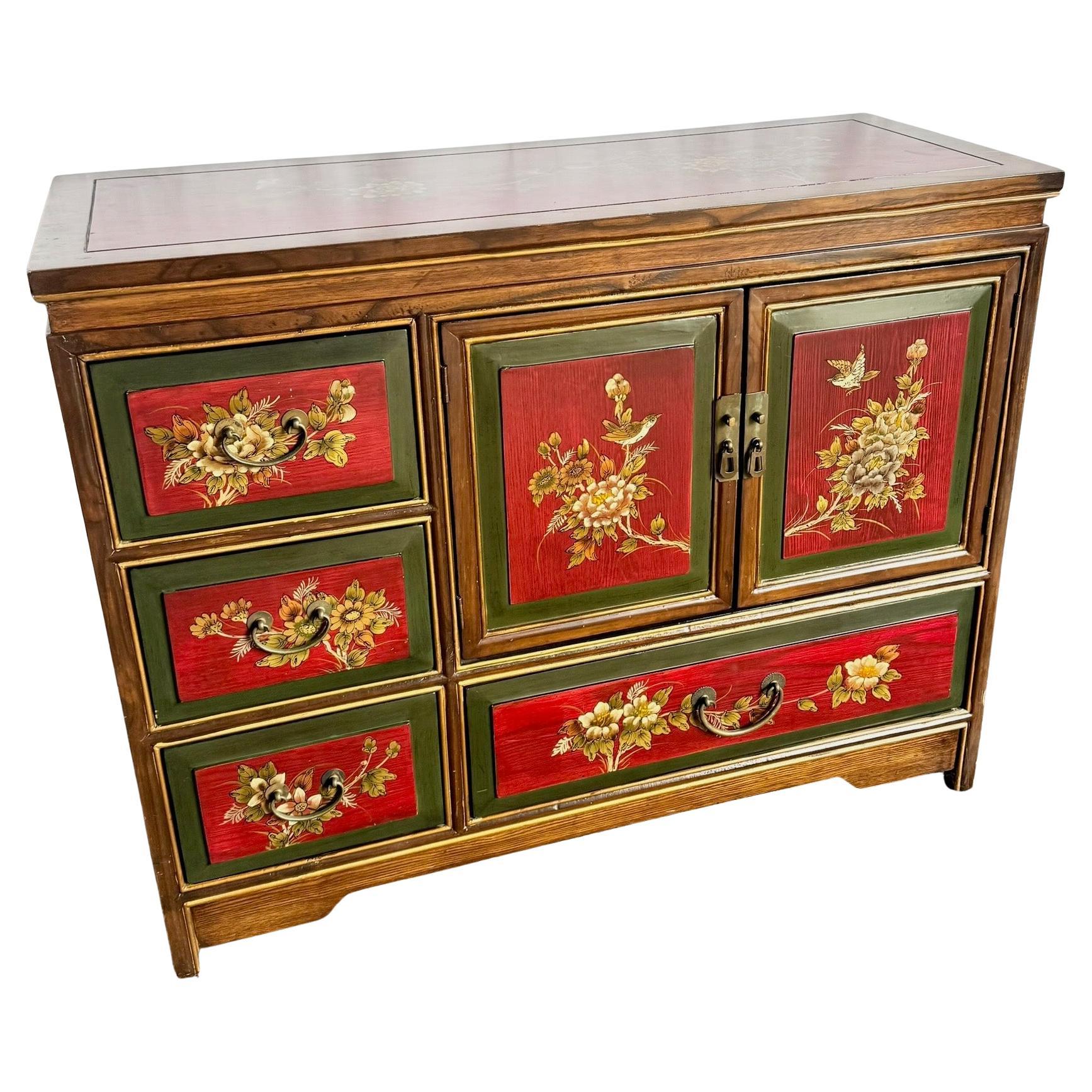 Plateau d
appoint vintage chinois peint à la main en rouge en vente