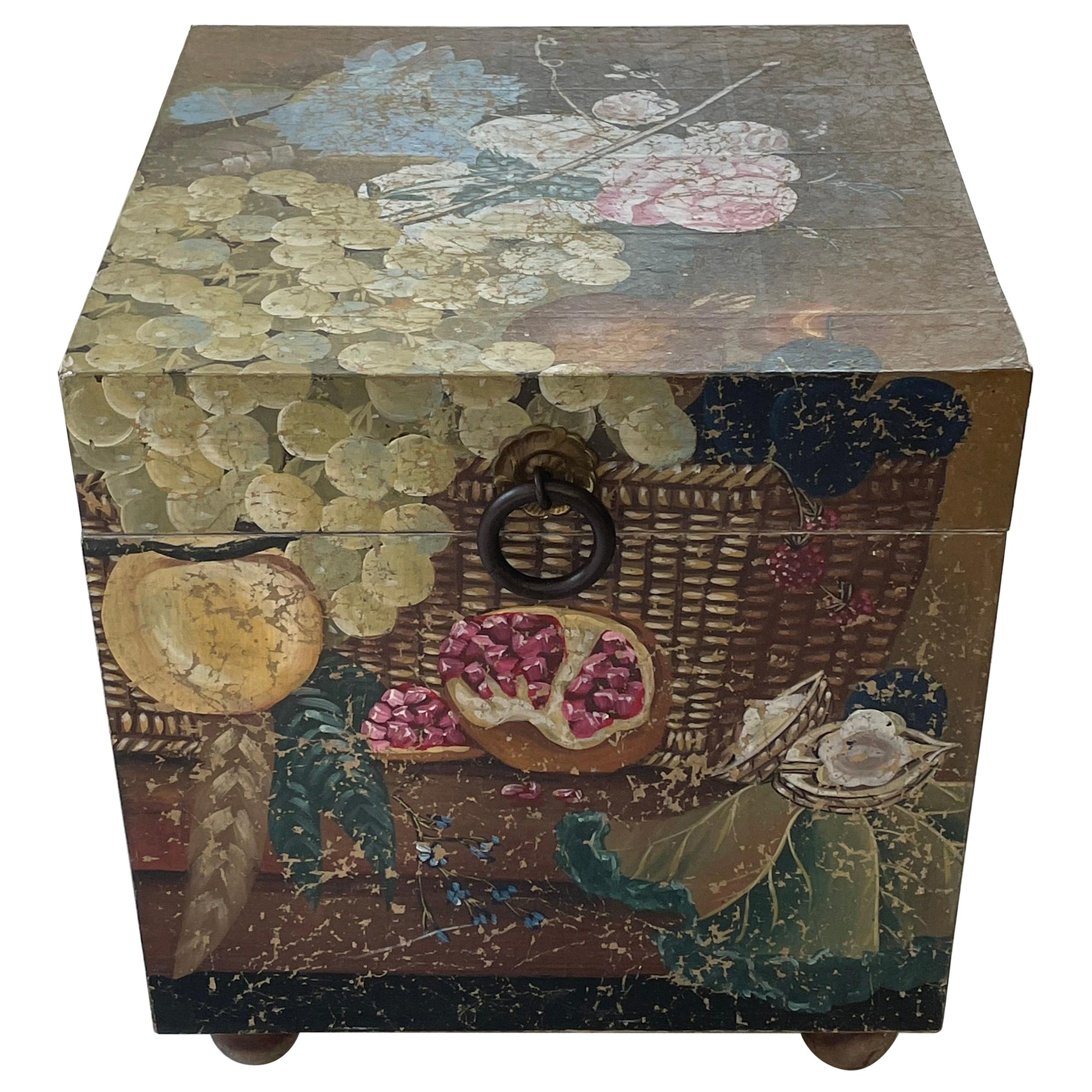 Vintage Chinese Hand Painted Trunk For Sale