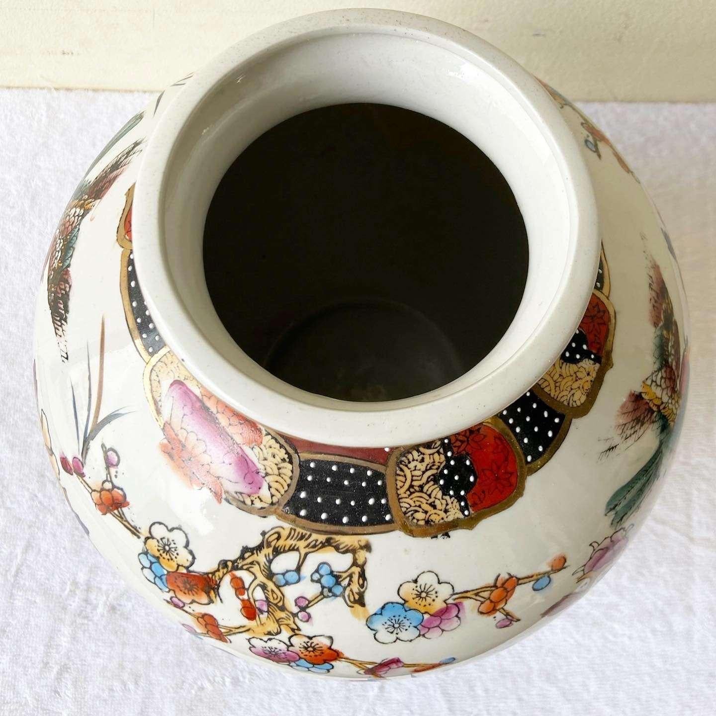 Late 20th Century Vintage Chinese Hand Painted Vase For Sale