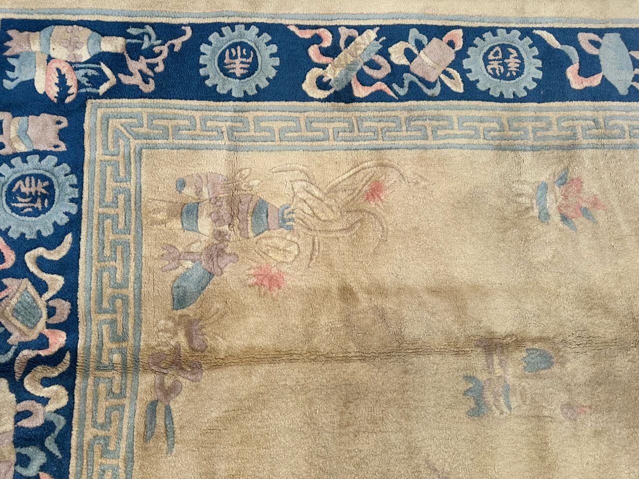 Wool Vintage Chinese hand tufted rug For Sale