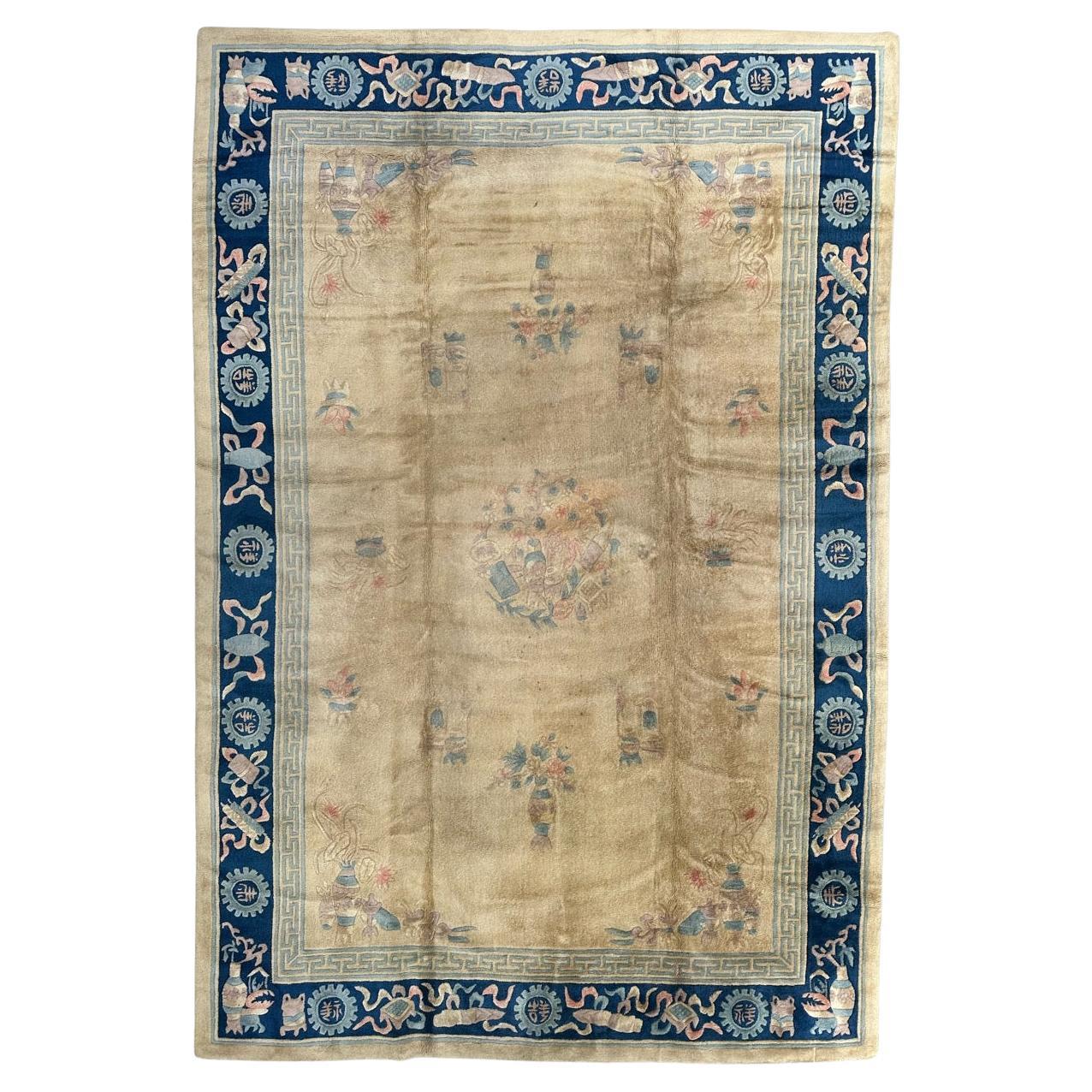 Alfombra china vintage empenachada a mano
