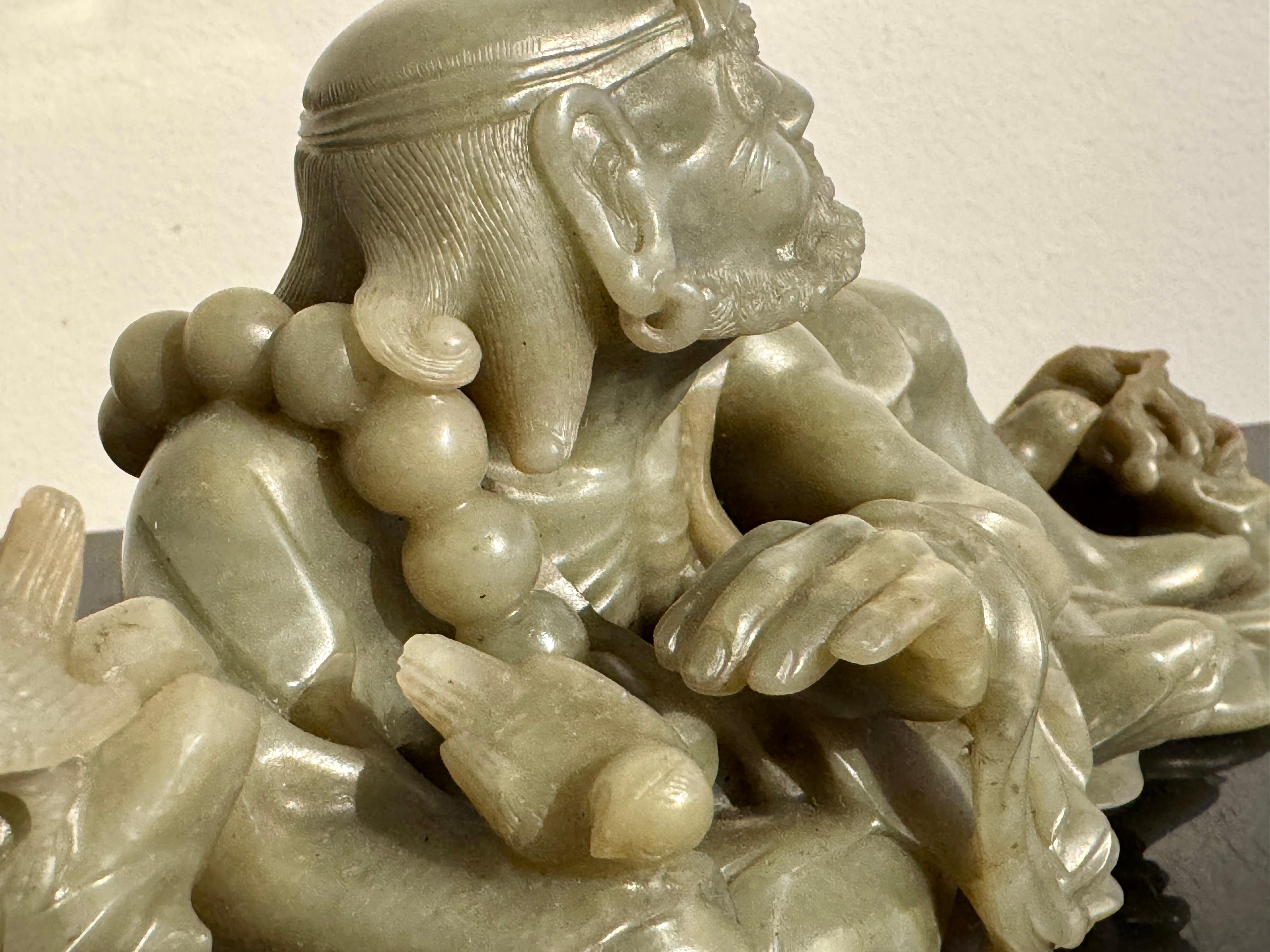 Vintage Chinese Hardstone Carving of Damo, Early to Mid 20th Century, China For Sale 4