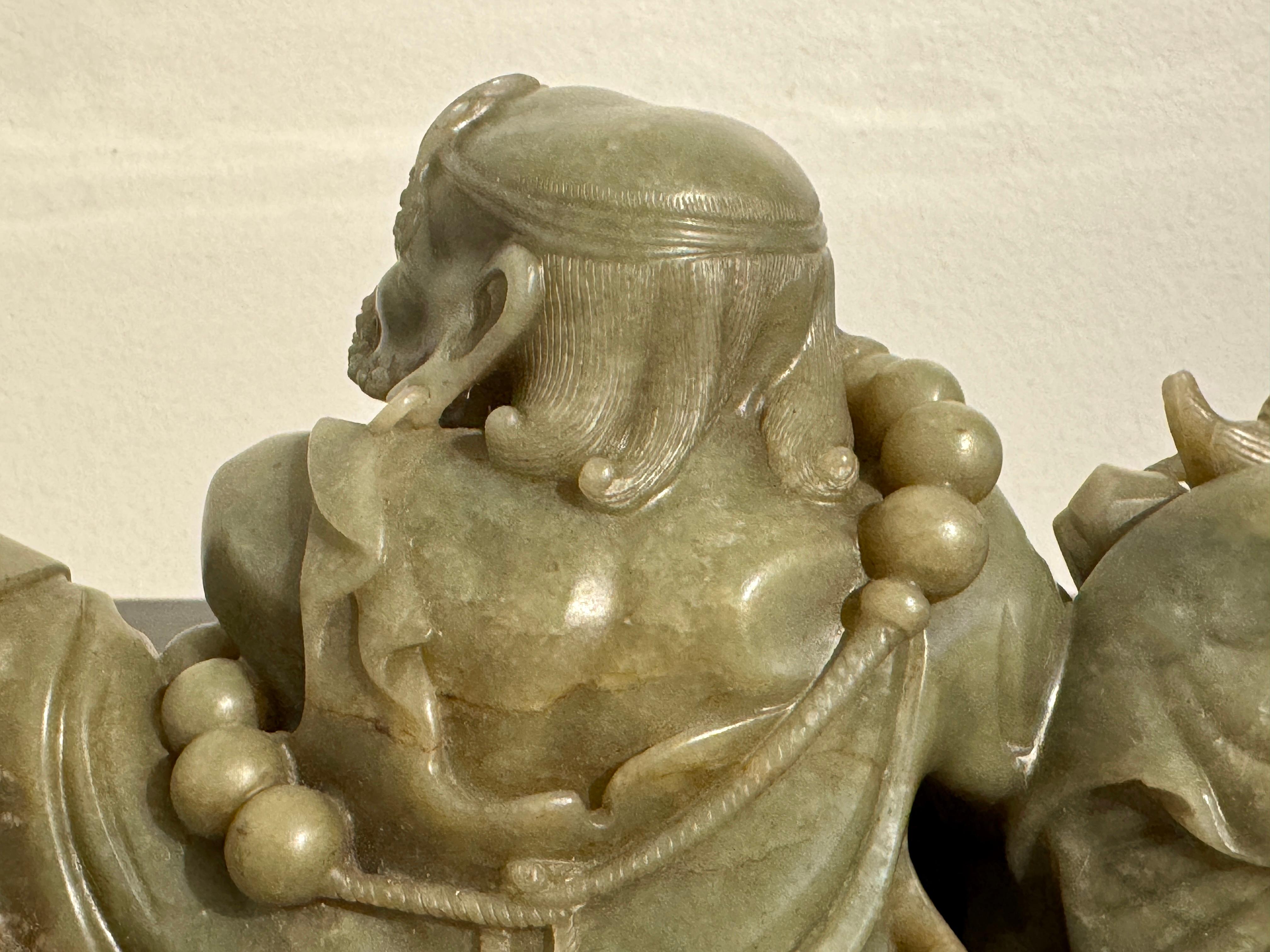 Vintage Chinese Hardstone Carving of Damo, Early to Mid 20th Century, China For Sale 7