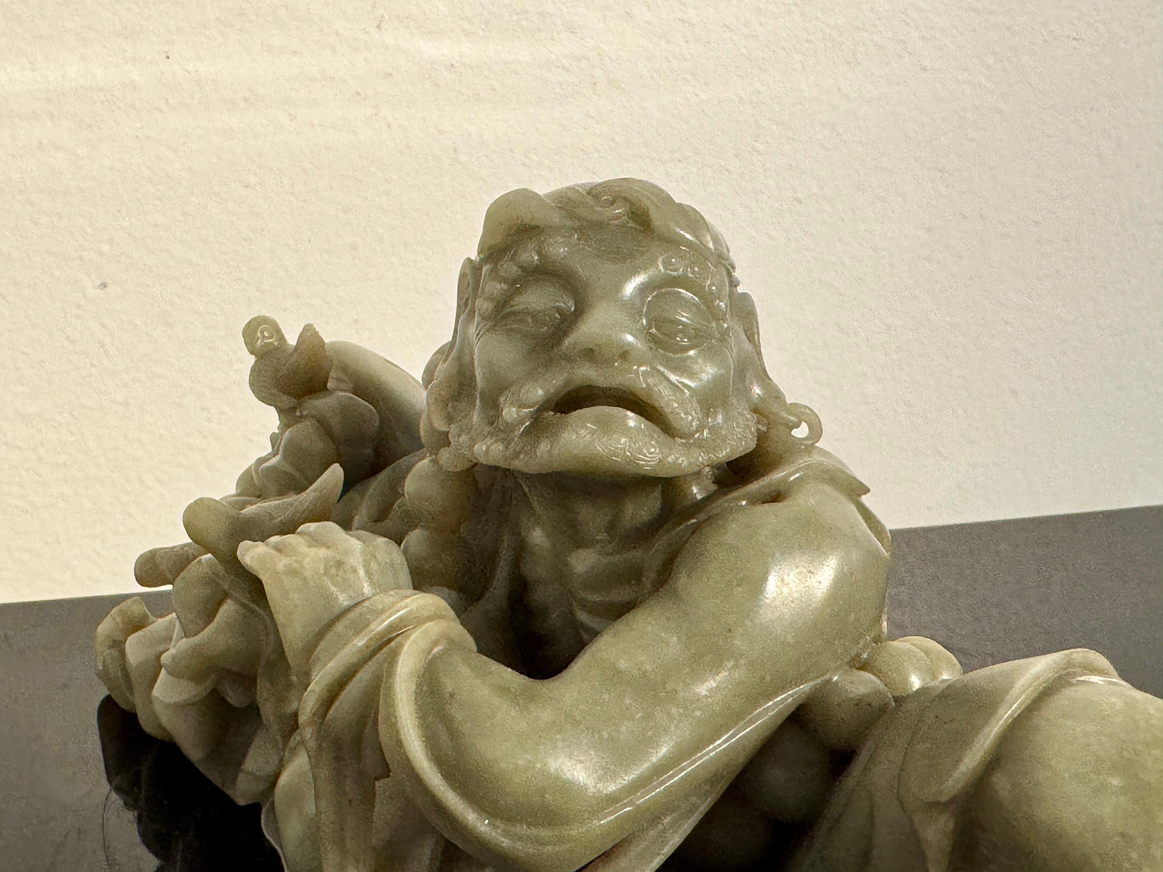 Vintage Chinese Hardstone Carving of Damo, Early to Mid 20th Century, China For Sale 2