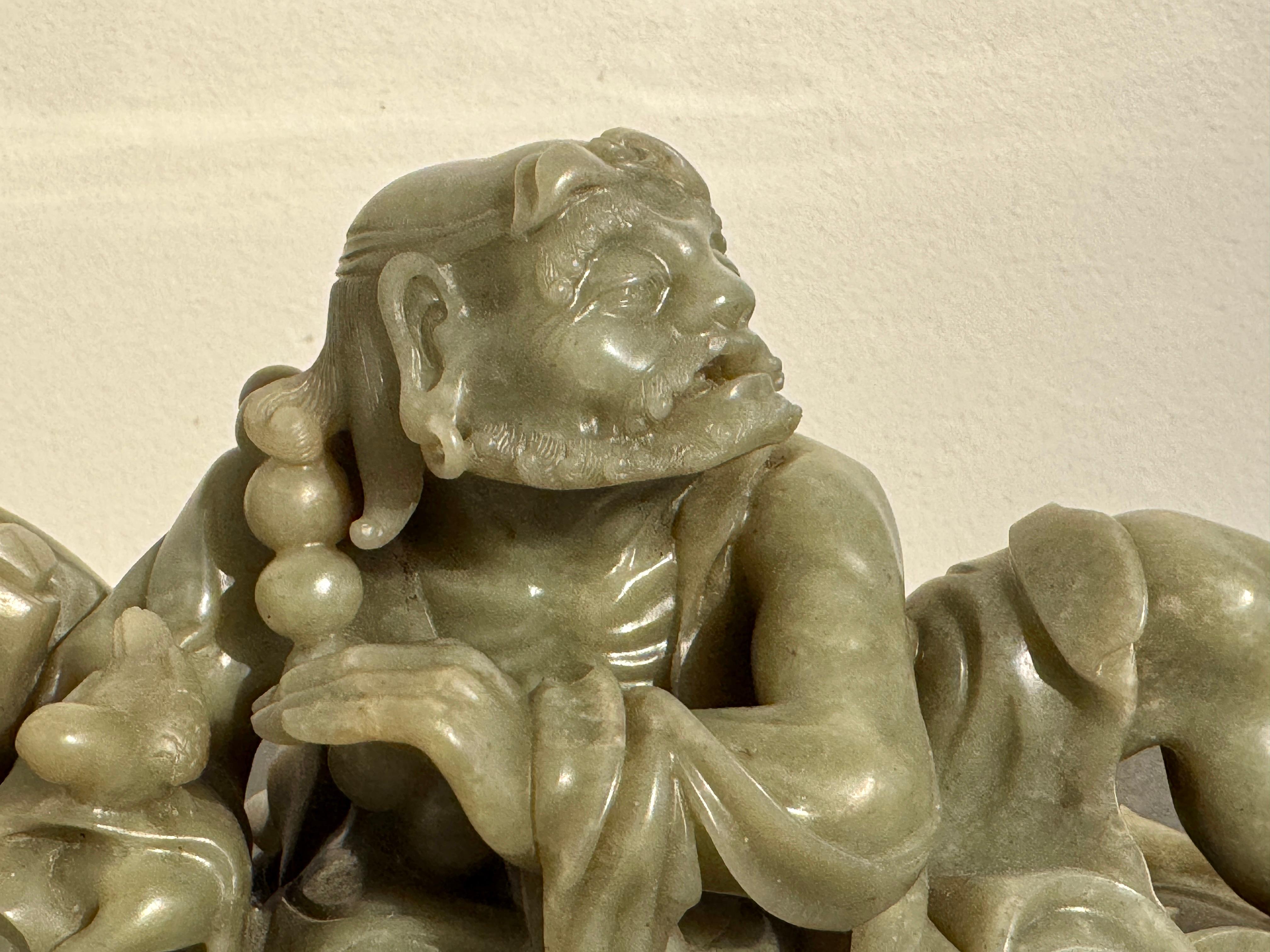 Vintage Chinese Hardstone Carving of Damo, Early to Mid 20th Century, China For Sale 3