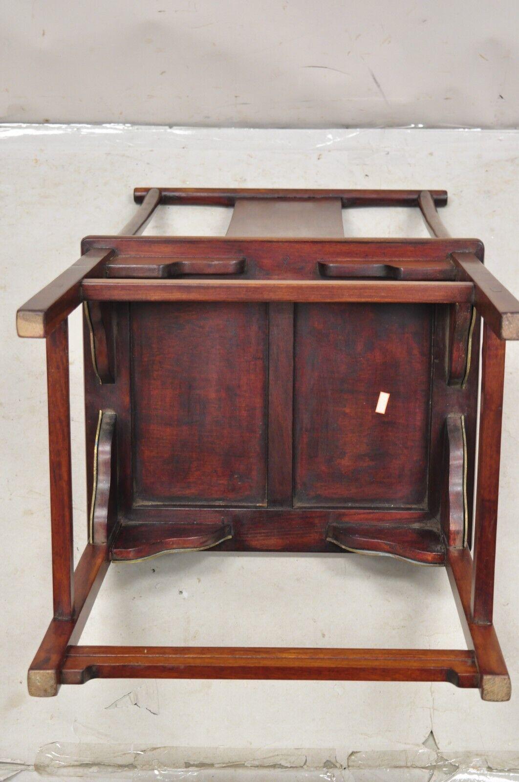 Vintage Chinese Hardwood Blue Cloisonné Enamel High Back Oriental Side Chair For Sale 6