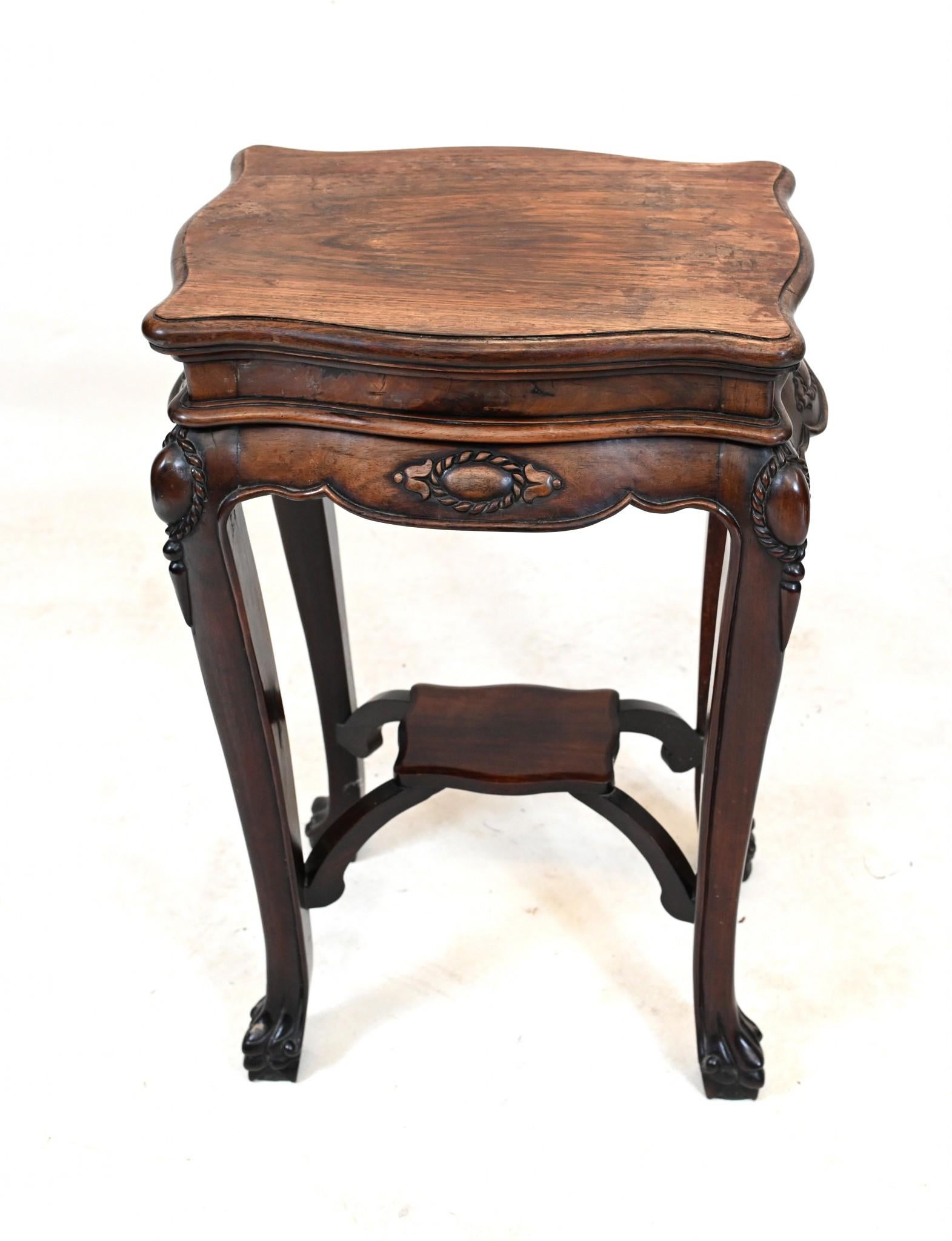 Vintage Chinese Hardwood Pedestal Stand Side Table 1930 en vente 1