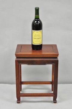 Vintage Chinese Hardwood Small Pedestal Plant Stand Side Table