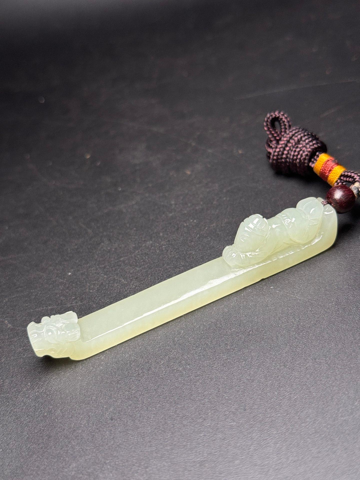 Vintage Chinese Hetian Jade Carving Boat Design Incense Holder For Sale 6