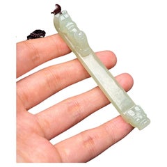 Vintage Chinese Hetian Jade Carving Boat Design Incense Holder