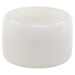 Vintage Chinese Hetian Mutton Fat White Jade Carved Archer Thumb Ring Size 14