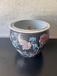 Vintage Chinese Hollywood Regency Hand-Painted Porcelain Planter