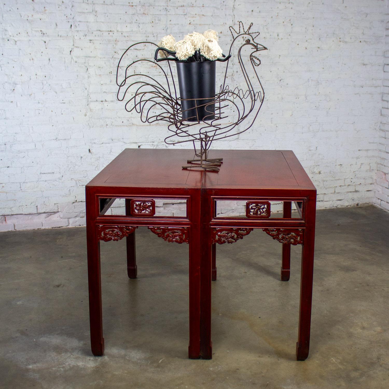 Vintage Chinese Hongmu Pair of Alter or Console Tables or Center Table For Sale 5