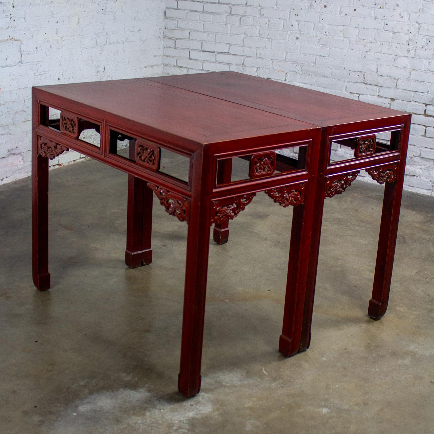 Vintage Chinese Hongmu Pair of Alter or Console Tables or Center Table For Sale 8