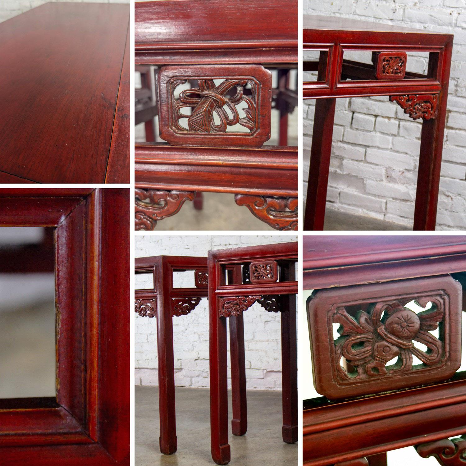 Vintage Chinese Hongmu Pair of Alter or Console Tables or Center Table For Sale 11