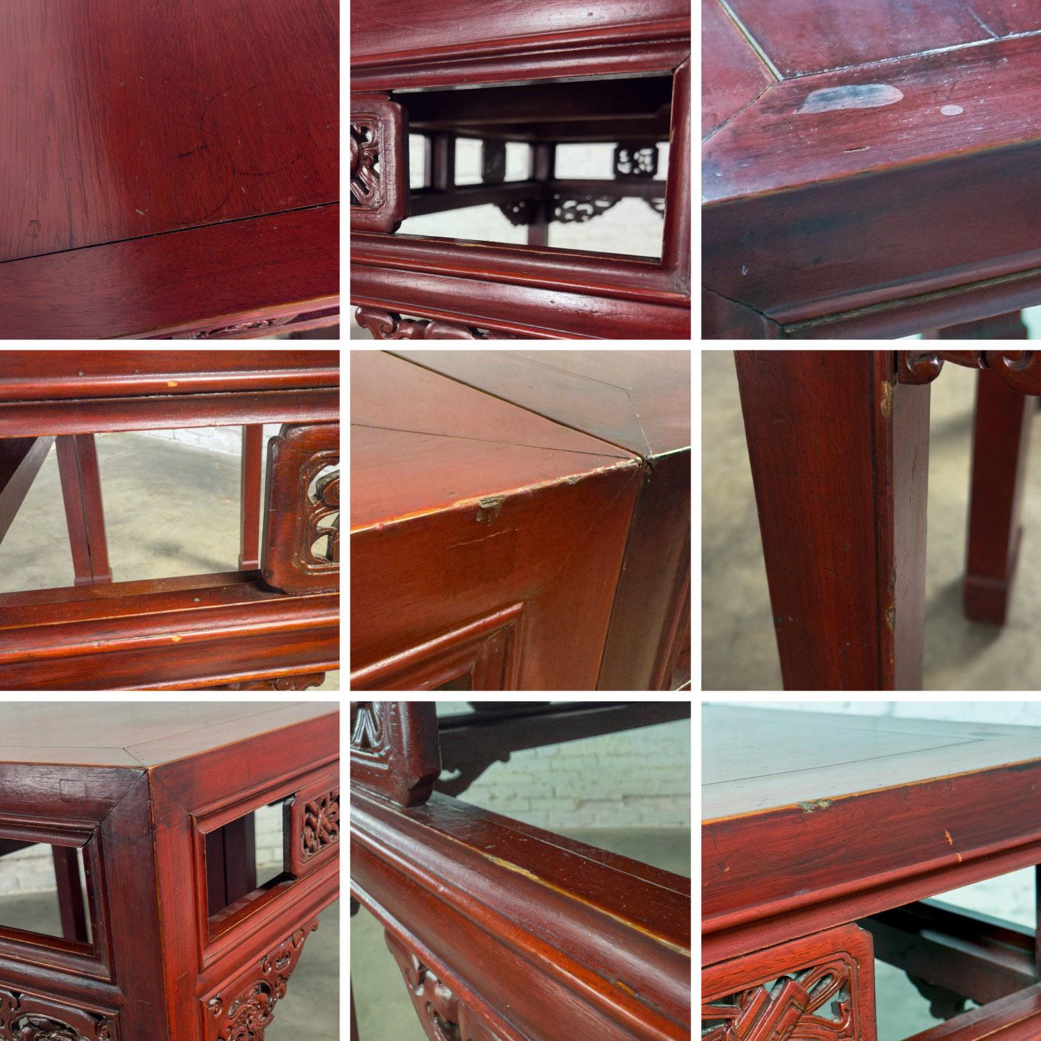 Vintage Chinese Hongmu Pair of Alter or Console Tables or Center Table For Sale 12
