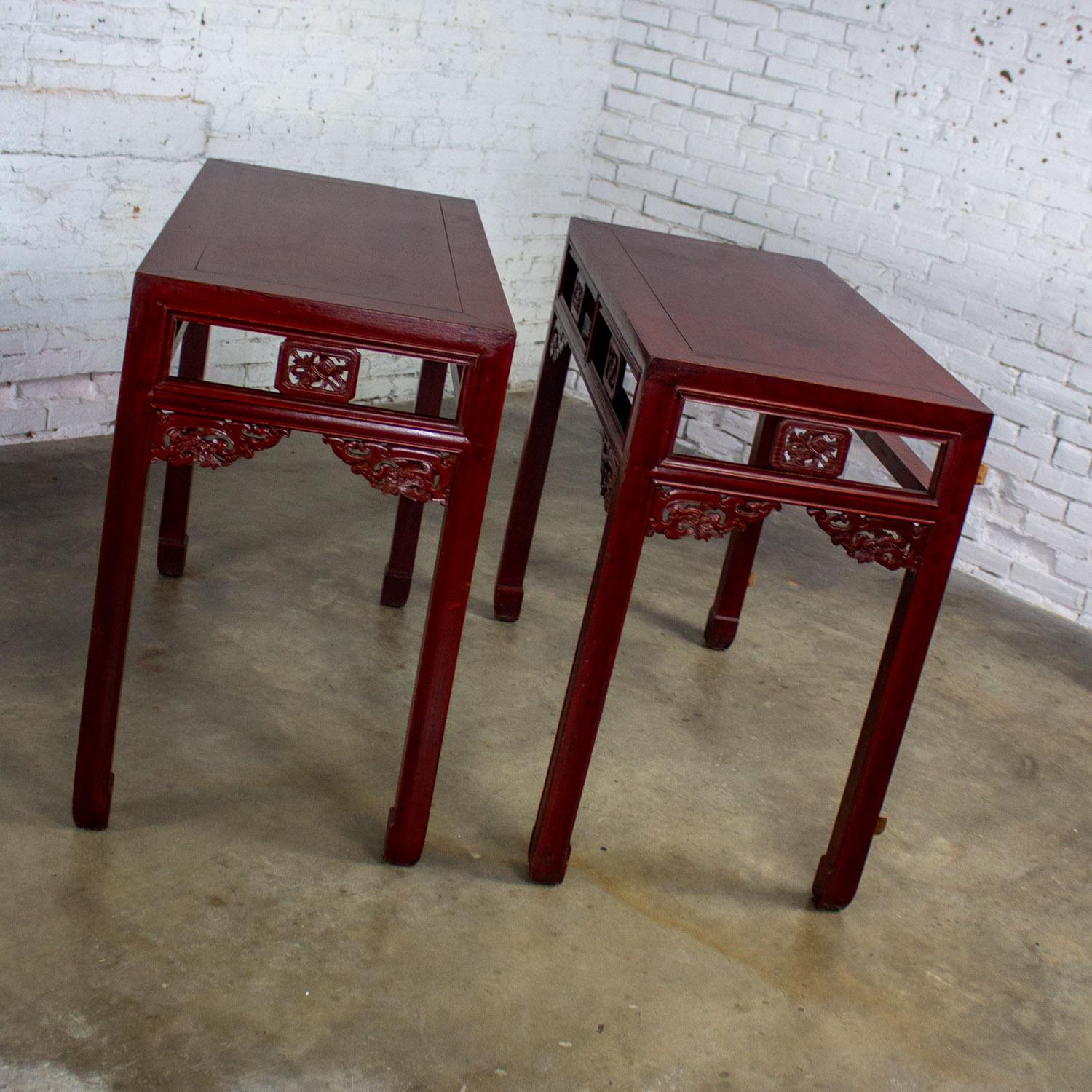 20th Century Vintage Chinese Hongmu Pair of Alter or Console Tables or Center Table For Sale