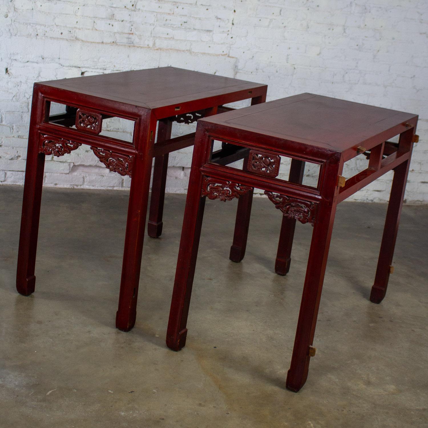 Wood Vintage Chinese Hongmu Pair of Alter or Console Tables or Center Table For Sale