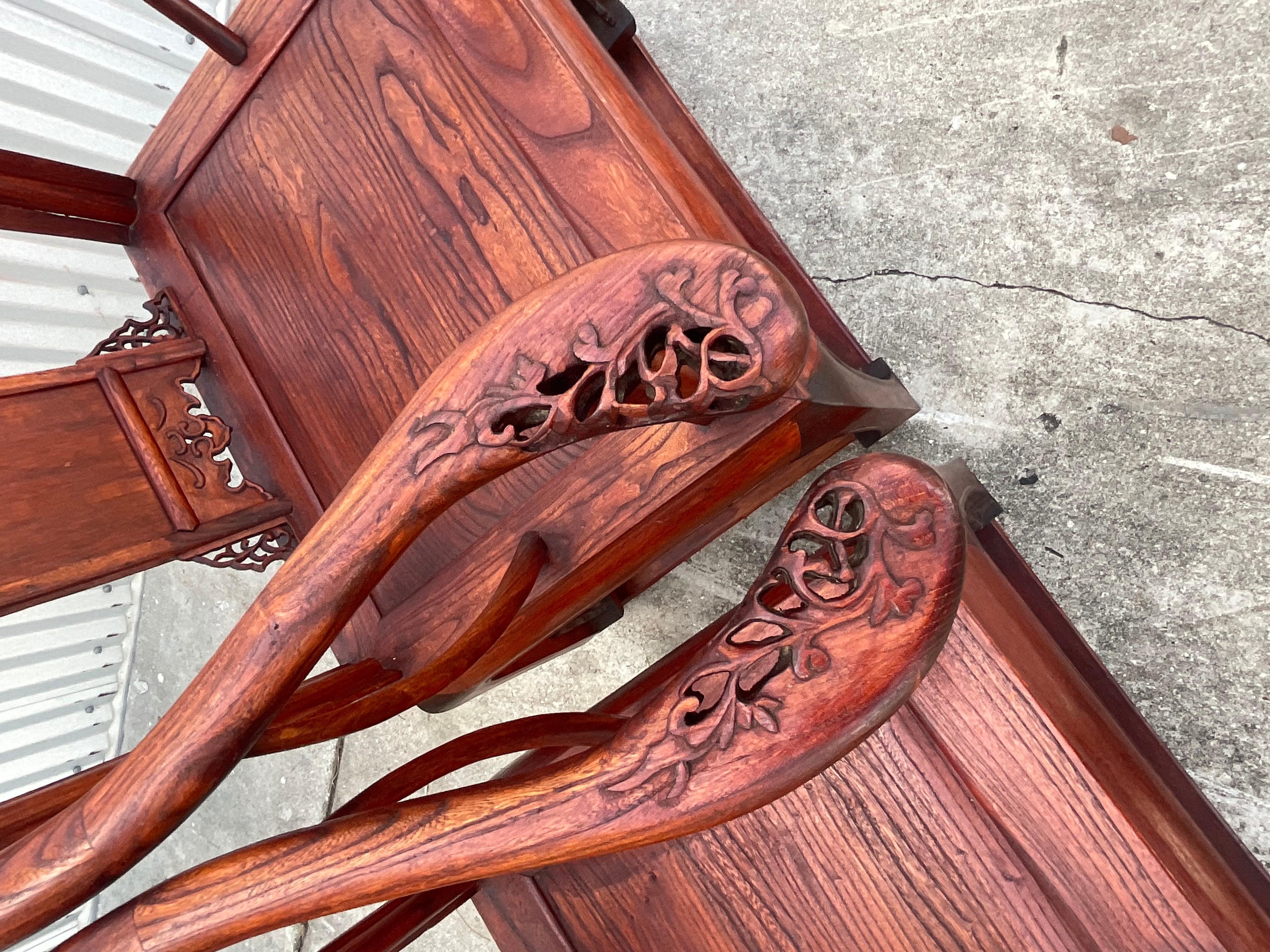 Vintage Chinese Huanghuali Style Arm Chairs, a Pair 5