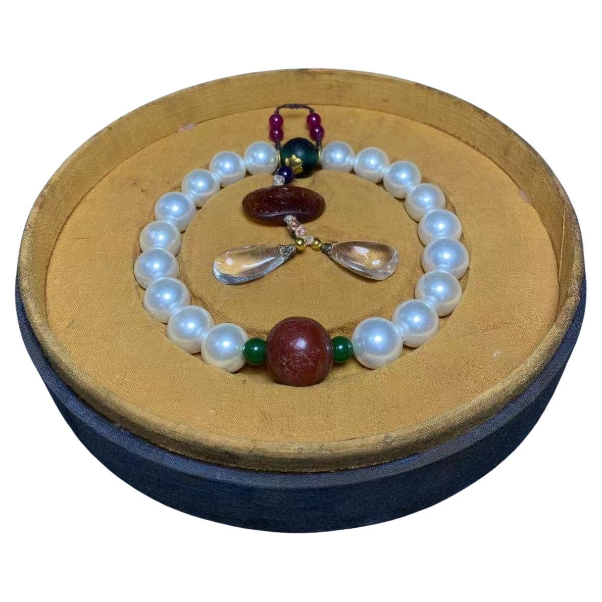 Vintage Chinese Imperial Eighteen White Pearls Bracelet