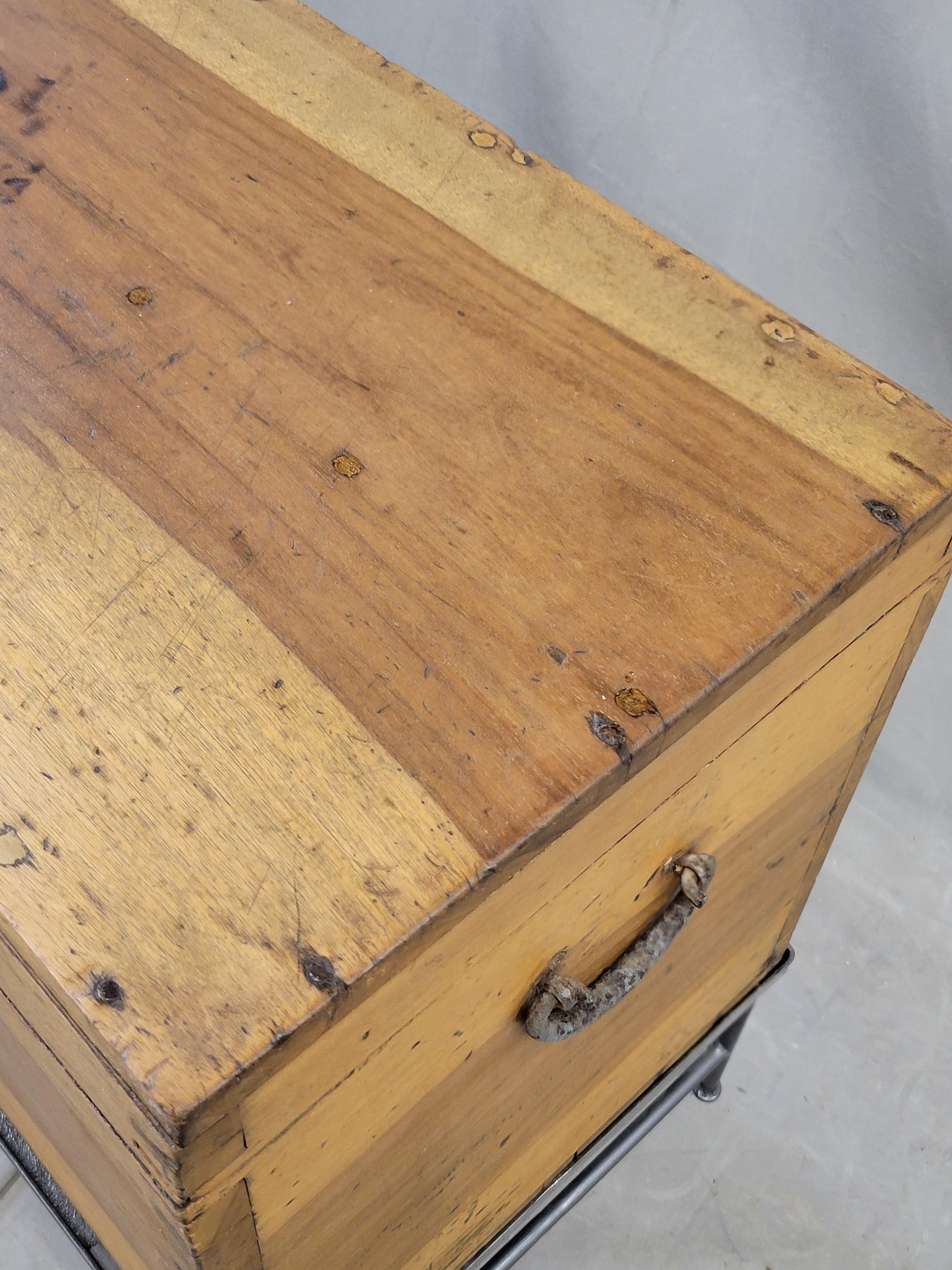 Vintage Chinese Indonesian Fitted Trunk on a Modern Steel Stand (Side Table) 4