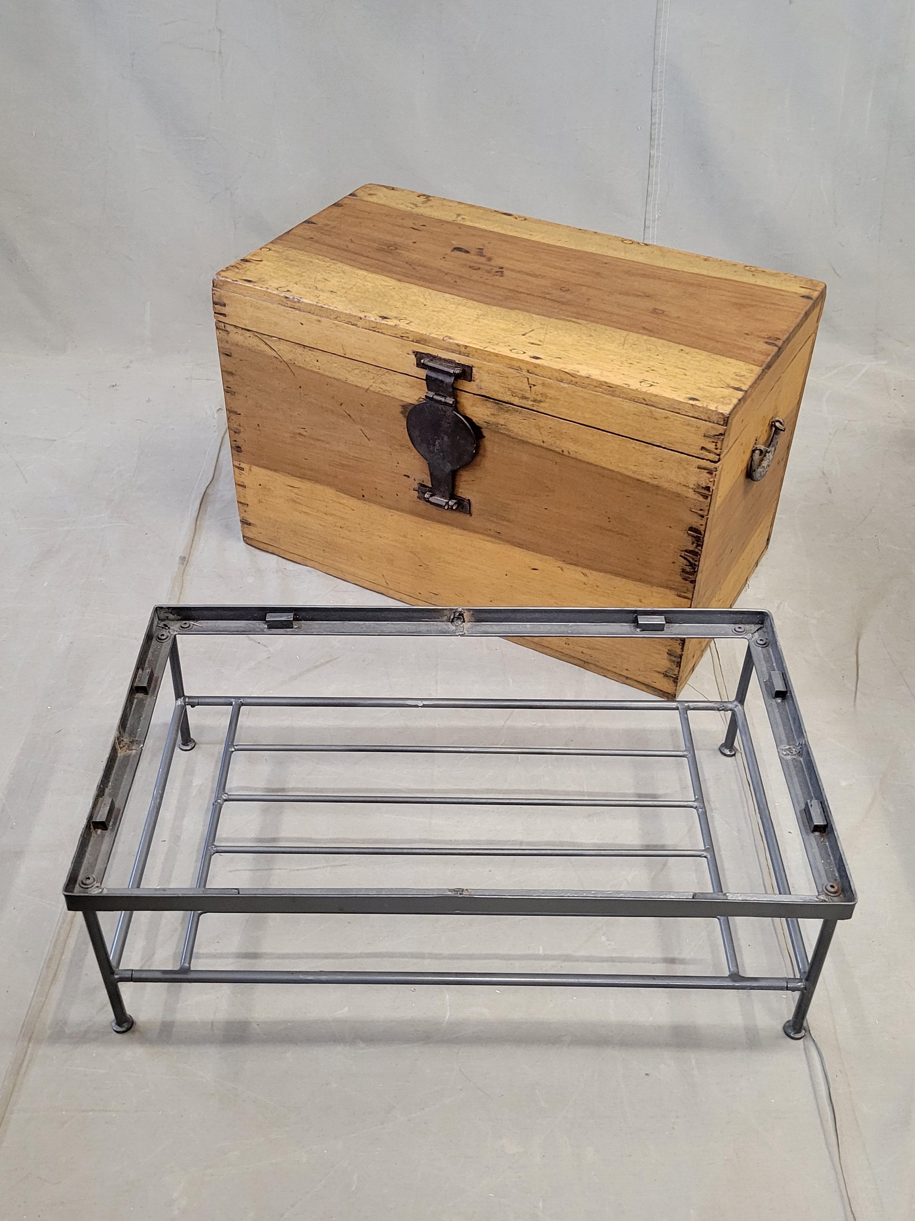 Vintage Chinese Indonesian Fitted Trunk on a Modern Steel Stand (Side Table) 5