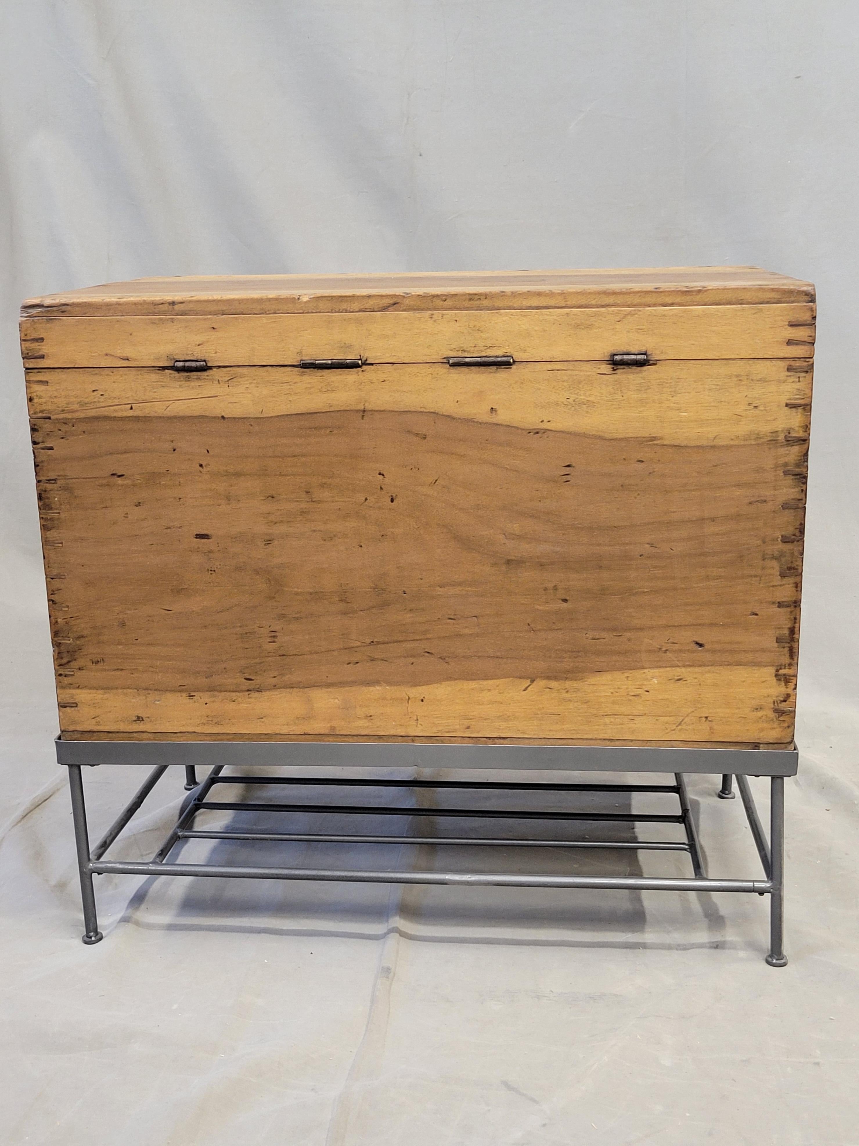 Vintage Chinese Indonesian Fitted Trunk on a Modern Steel Stand (Side Table) 8