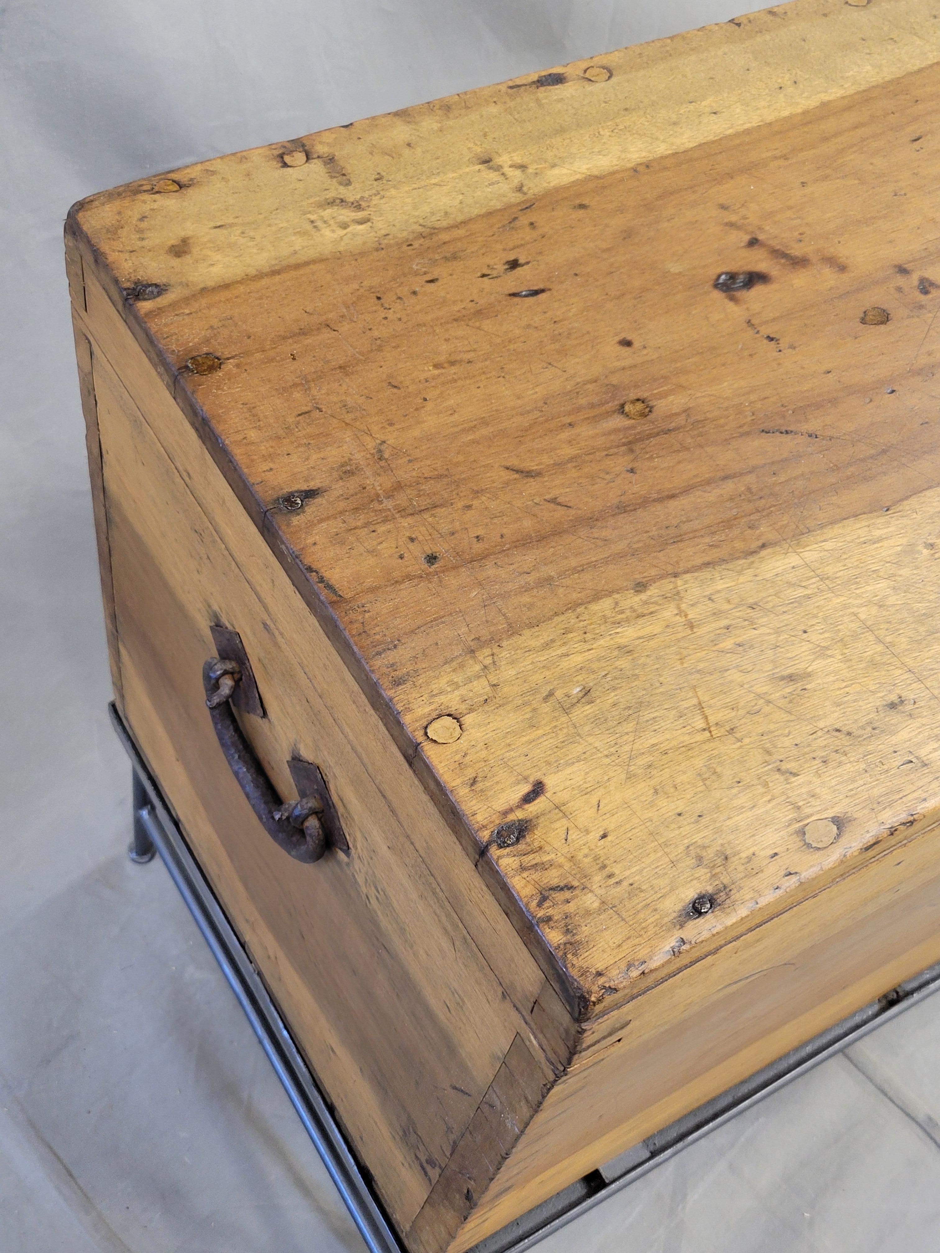 Vintage Chinese Indonesian Fitted Trunk on a Modern Steel Stand (Side Table) 3