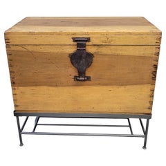 Vintage Chinese Indonesian Fitted Trunk on a Modern Steel Stand (Side Table)