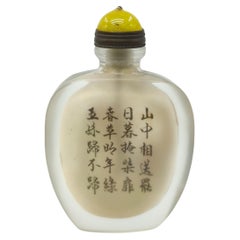 Vintage Chinese Inside Painted Glass Snuff Bottle Apocryphal Ye Zhongsan Mid-20c