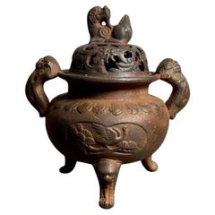 Vintage Chinese Iron Auspicious Beast Incense Burner