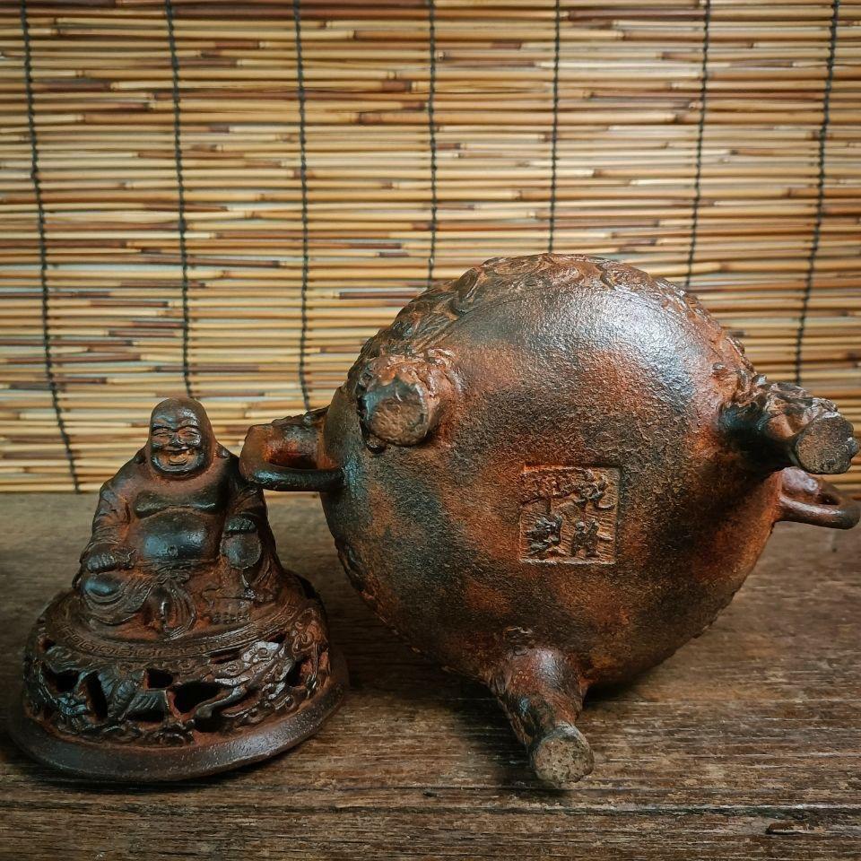 Vintage Chinese Iron Carving Eighteen Arhats Incense Burner For Sale 4