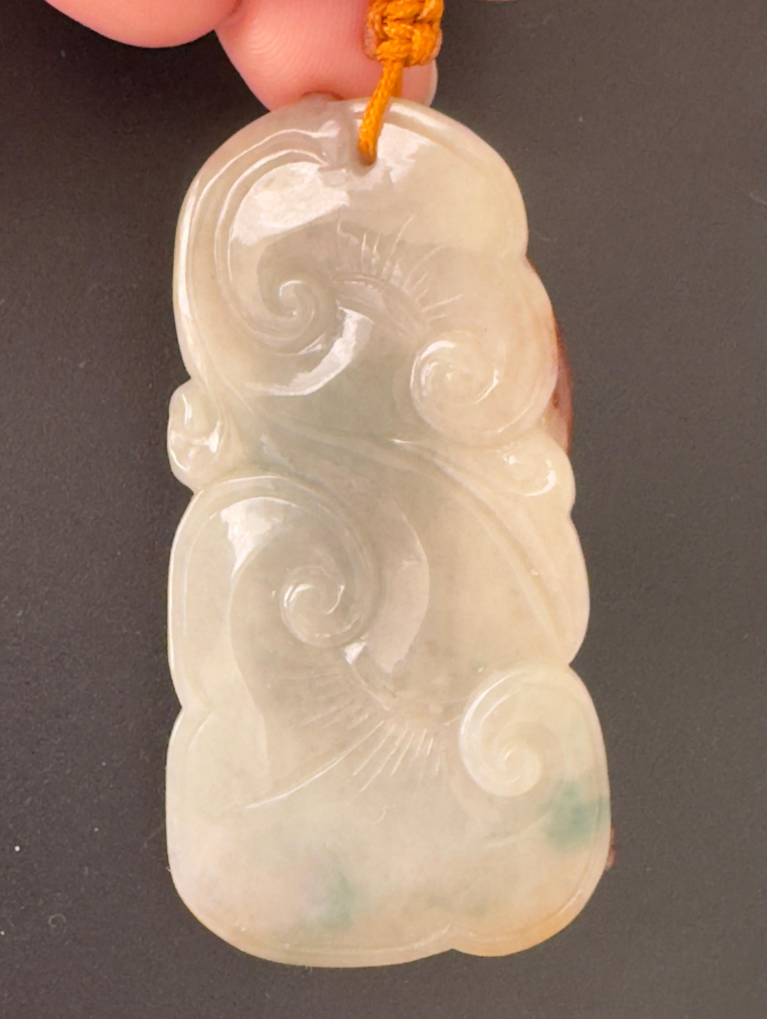 Women's or Men's Vintage Chinese Red Jade Pendant With Dragon For Sale