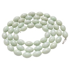 Vintage Chinese Jade Knotted Necklace 36.5in, 212g, Mid-Century 1950s–60s