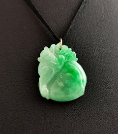 Vintage Chinese Jade pendant Monkey and Peach