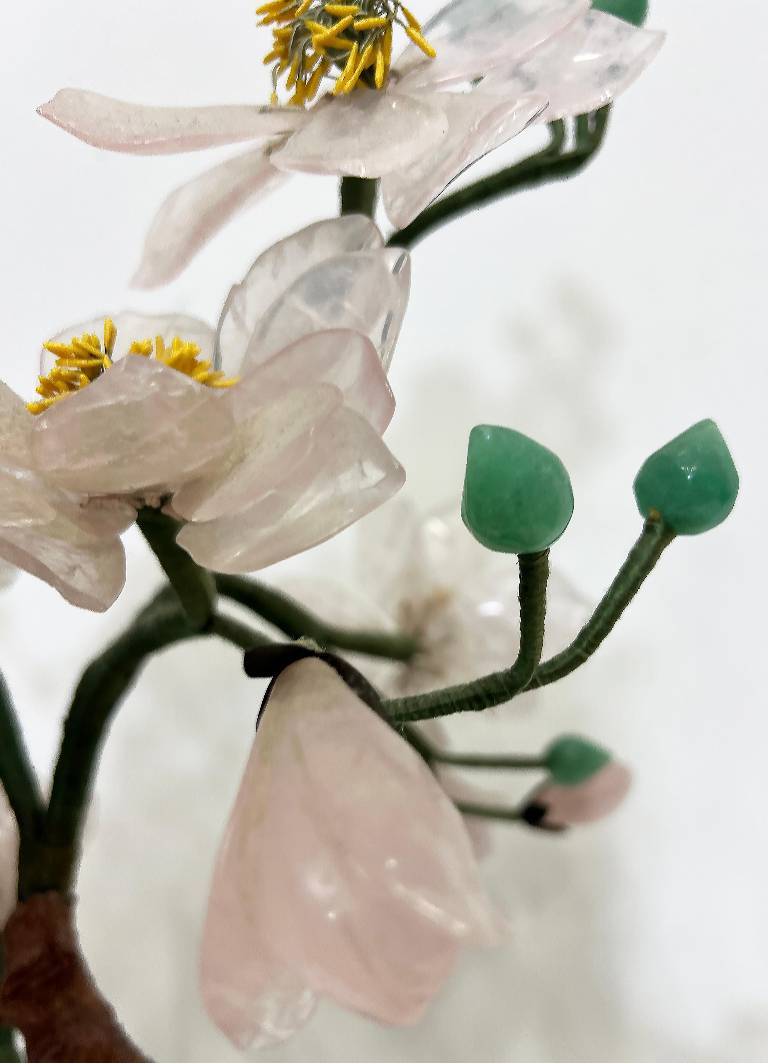 Vintage Chinese Jade Precious Stone Bonsai Tree Sculpture, Cloisonné Planter For Sale 4