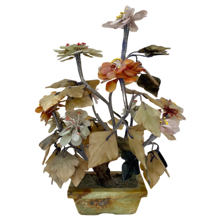 Vintage Chinese Jade and Quartz Bonsai Tree Sculpture For Sale at 1stDibs | vintage  jade glass bonsai tree, jade tree chinese, vintage jade tree