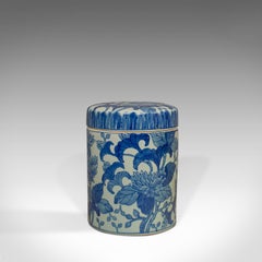 Vintage Chinese Jar, Oriental, Ceramic, Caddy, Urn, Painted, Floral, Pattern