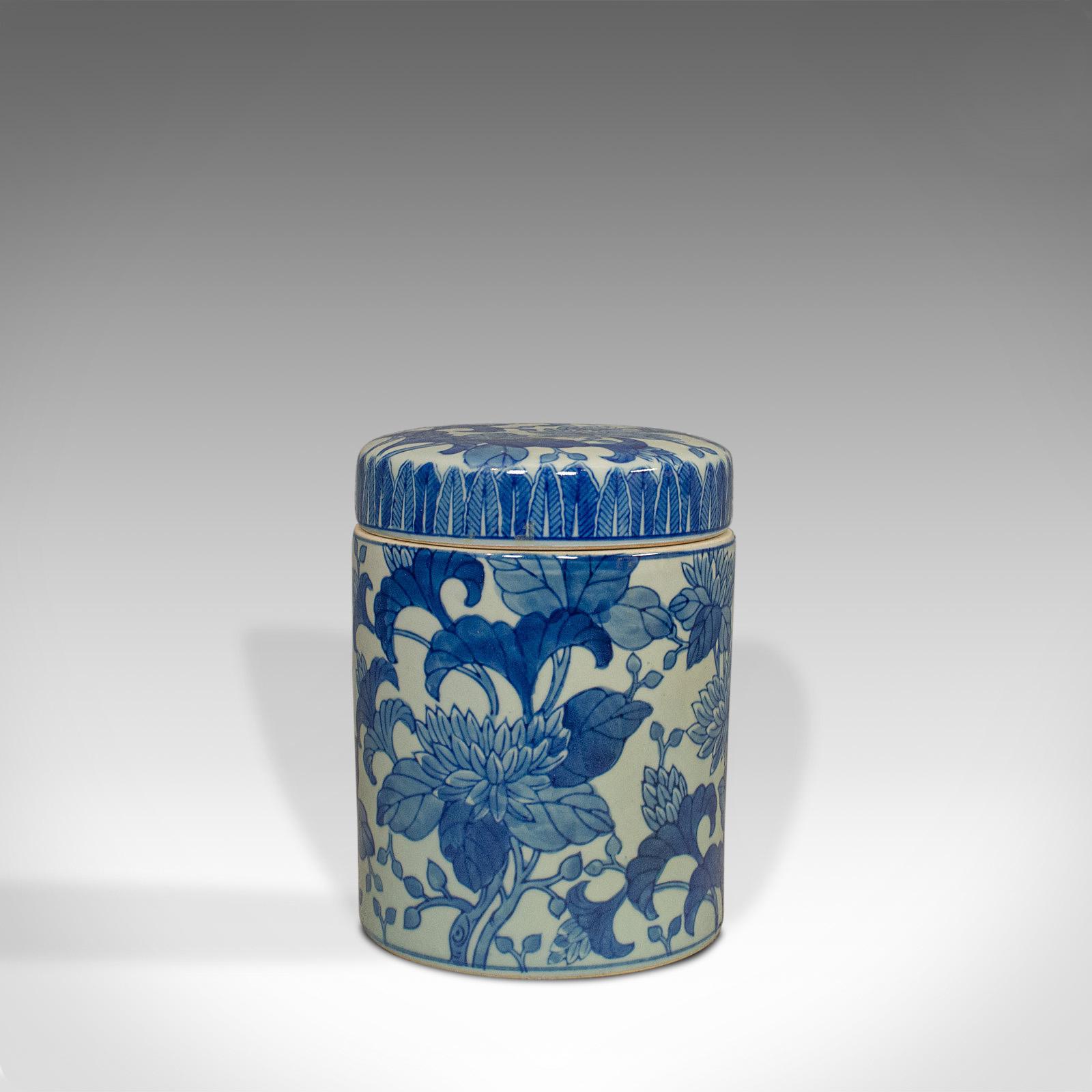 Chinese Export Vintage Chinese Jar, Oriental, Ceramic, Caddy, Urn, Painted, Floral, Pattern